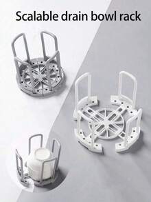 1/2/3 Pcs Dinnerware Bowl Plate Storage Holder, Kitchen Plastic Drain Rack, Dish Storage Display Stand, Adjustable Plate Holders For Dinner Plates Retractable Plates Organizer Dish Holder Plate Dish Rack Organizer With Handle For Kitchen Bowl Organizer, White/Gray 2 Colors Available
