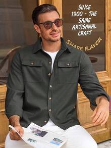 Mens Shirt Jacket Long Sleeve Button Down Casual Shacket Lightweight Thermal Shirts With Pocketshalloween - 深灰色 - 查看 9