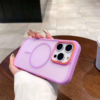 DECOPHONE Funda magnética mate transparente de lujo compatible con Apple 17,17 Air 17 Pro,17 Pro Max 16 15 14 Plus 13 12 11 Pro Max, con protector de color, a prueba de golpes y carga inalámbrica