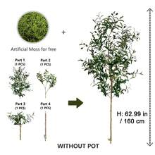 1 peça 120-180 cm Planta Artificial de Oliveira Galhos de Árvore Falso Verde Planta Falsa Folha de Plástico Planta Alta Ornamental Realista Planta Falsa de Interior para Casamento Casa Hotel Escritório Decoração de Festa