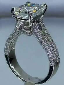 1 Stück eleganter & luxuriöser 925er Silber Moissanit Verlobungsring für Frauen - hochwertiges, anspruchsvolles Design, geeignet für den täglichen Gebrauch und Partys, ein ideales Geschenk für die Freundin, Jahrestag, kreativer & einzigartiger Schmuck