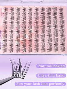 100 racimos de pestañas postizas individuales DIY, 3 longitudes mixtas de 1,1-1,3 mm, ultra delgadas de 0,07 mm, suaves y ligeras, fáciles de aplicar para principiantes, maquillaje de ojos diario natural