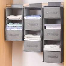 3/4/5 Tier Hanging Closet Organizer Rack, Space Saving, Foldable - Grey - View 2