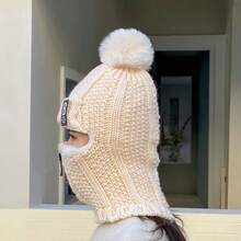 Winterwarmer gestrickter Hut- und Schal-Set, warme Beanie, Damen Ski Mütze, Outdoor Sport Winter Warm