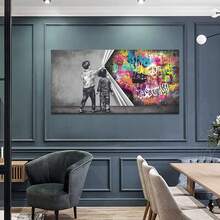 1 pieza Obra de arte de pared con estilo de graffiti, impresión de arte de pared en lienzo, cortinas para niños, pintura posmoderna para decoración del hogar, sala de estar, decoración de habitación infantil