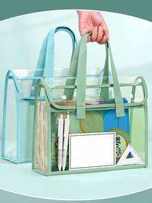 1 حقيبة ملفات شفافة كبيرة السعة مقاومة للماء، حقيبة تخزين ملفات قابلة للتوسيع، حقيبة ظهر طلابية مقاومة للماء من البي في سي، منظم مكتبي لأدوات الكتابة، مناسبة للمكتب والطلاب والتخزين الخارجي، مناسبة للأعراس والذكرى والتخرج - سطح، إغلاق ذاتي الإحكام، عودة إلى المدرسة، لوازم مدرسية