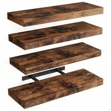 Superlele 4/6/8pcs 15.8 Inch Floating Shelves For Wall, Wall Mounted Rustic Wood Shelves For Bathroom, Living Room, Bedroom And Kitchen, Wall Shelves For Storage,Books,Room DecorRoom Decor