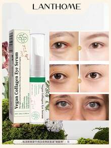 纯素胶原蛋白眼部精华 - K Beauty 三重透明质酸和肽胶原蛋白精华，改善皮肤弹性，减少细纹和黑眼圈 - 纯素韩国护肤眼霜 - 透明 - 查看 1