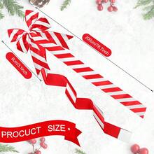 6pcs Christmas Cabinet Door Bows Set Large Striped Print Satin Ribbon Bows For Home Kitchen Furniture Decor - Red - View 5