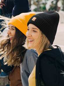 1pc Women Beanie Cuffed Thick Knitted Beanie Hat, Unisex Winter Hat Beanies Skull Cap, Outdoor Accessory