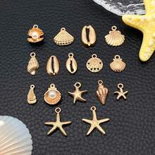 20/50/100pcs Random Mix Marine Biology Series KC Gold Pendant Jewelry Making DIY Keychain Earrings Pendant Various Design Charms For Jewelry Making Bracelets Necklace