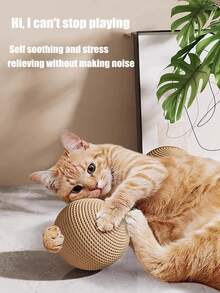 1pc Cat Toy Sisal Ball, Extra Large Self-Entertainment Gadget, Teasing Wand, Chew Toy, Squeaky Ball, Comprehensive Cat Supplies
