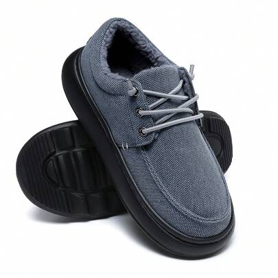 LARNMERN Men's Winter Fleece-Lined Thermal Casual Sports Shoes, Non-Slip House Slippers With Warm Lining, Comfortable Thick-Soled Indoor/Outdoor Moccasins For Men