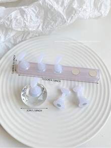 Set de decoración de arte de uñas 3D: 1 pieza de base hueca de acrílico + 5 piezas de puntas de uñas de color gelatina, con cristales de resina, cuentas, strass, efecto láser holográfico estilo coreano vintage, base de madera, 10 puntas de uñas doradas, gran regalo para niñas y mujeres