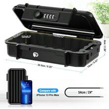 Portable Safe Box Combination Security Case Travel~With Code Waterproof Lockbox - Black - View 3