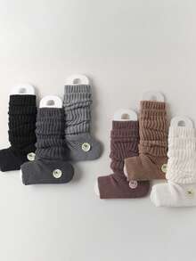 1/2 Pairs Of Autumn And Winter Clothing With Exposed Toe Design, Stacked Socks, Knitted Socks - Multicolor - View 10
