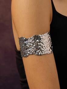 1 Piece Of European And American Design Opening Armchain Fashionable Arm Ring Liquid Wind Element Ring Water Droplet Metal Arm Bracelet Suitable For Women To Wear On Daily Outings And Vacations