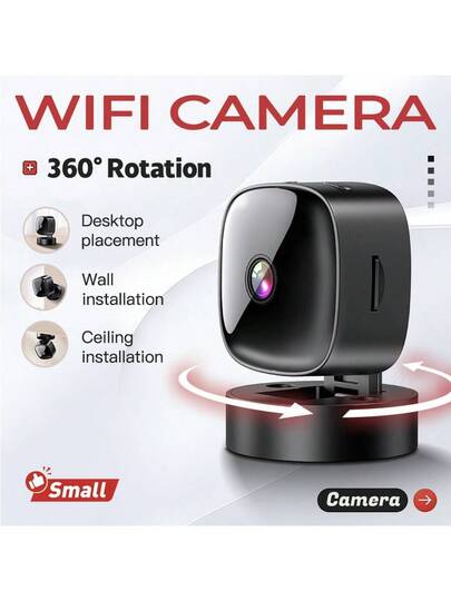 Mini WiFi Camera Motion Detection, Night Vision, 360° Rotation, Portable Indoor Monitor Baby, Pets, Door, Car view 2