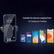 1pc Car Phone Mount Holder Gravity Air Vent Clip Stable Secure Dashboard Windshield Smartphone Stand Universal Compatible Vehicle Navigation Hands- Driving Accessory For Travel Road Trip - Multicolor - View 1