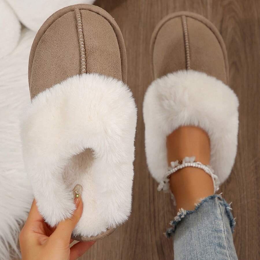 Women's Winter House Shoes Fluffy Fuzzy Cozy Fashion Slippers Fall Indoor Bedroom - 卡其色 - 查看 1