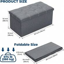 Multi functional storage box stool, suitable for soft cushioned chairs and stools in living rooms, bedrooms, and offices, with detachable storage platforms, space saving home decoration, modern design, sturdy construction, small space solution, (29.92*14.96in).