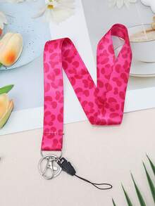 1pc Pink Leopard Teacher Neck Lanyard With ID Card Holder Phone Rope Key Ring Cute Pink Polyester Strap For Keys Great Gifts For Women Teachers Students Staff Money Wallet Mini Wallet Purse Wallet Wristlet Wallet Card Wallet