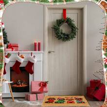 1pc Christmas Pet Pattern Printed Floor Mat, Christmas Dog Imitation Wool Carpet, Strong Water Absorption, Easy To Clean, Suitable For Home Decoration, Farmhouse, Porch, Indoor, Room Decoration, Kitchen, Restaurant, Small Office/Home Office, Sink, Laundry Room, Floor Mat, Kitchen Mat, Non-Slip Mat.