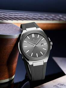 REWARD Men's Quartz Watch Business Fashion Style Timing Calendar Luminous Hands Multi-Functional Men Wristwatch High Quality Gift Classic Design Silicone Watch Band