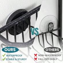 Sponge Holder With Strong Suction Cup, Dish Sponge Caddy Inside Sink Removable, Rustproof Aluminum Sponges, Brushes, Stoppers And Scrapers - Black