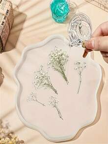 100pcs Mini Baby Breath & Other Dried Flowers - Resin Mold Art Craft, Ivory White Bouquet, Headpiece, Wedding Wreath, Tabletop Vase, Home Decor