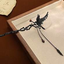 1pc Gothic Style Crow Holding Rose Zinc Alloy Hair Clip Headpiece, Suitable For All Seasons, Bun Extension, Pins For Hair, Hair Accessories, Hair Accessories For Women - Multicolor - View 1