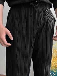 Pantalones con pierna plisada para hombres, cómodos, transpirables y suaves, adecuados para uso casual, vacaciones, uso diario, ir al trabajo y la escuela