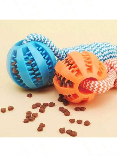 3pcs 2-In-1 Interactive Dog Toy: Knot Bite Ball & Tug Rope, Durable Cotton & Rubber Chew For Teeth Cleaning, Anxiety Relief And Fun