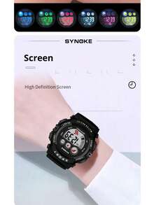 Children's Waterproof Sports Watches Waterproof Multifunction LED Electronic Digital Watches Kids Boys Girls Students Wrist Watch Birthday Best Gift - 藍色 - 查看 5