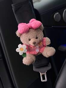 وسادة حماية حزام أمان السيارة بشكل دب تيدي لطيف - غطاء واقي من القماش الناعم، إكسسوار داخلي للسيارة، مصنوع من مادة البوليستر الناعمة، بنمط دب تيدي ثنائي اللون مزين بزهور، مناسب لجميع المواسم، يحمي الرقبة من الاحتكاك، مثالي كهدية لعيد الميلاد وعيد الشكر وعيد الهالوين - متعدد الألوان - مشاهدة 5