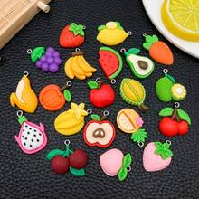 10/20/30pcs Random Mix Resin Fruit Pendants, Cute Fruit Pendant Banana Strawberry Peach Charms For DIY Necklace Bracelet Earrings Jewelry Making