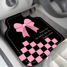 4pcs Car Floor Mats, Adorned With Cute Pink Bow Design, Durable Polyester Material, Easy To Clean, Front And Rear Mats For Complete Car Interior Protection, Auto Accessories