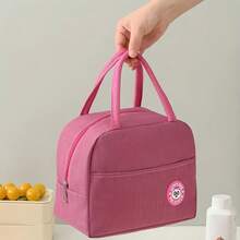 1 Large Capacity Insulated Lunch Bag With Double Pockets, Made Of Thick Aluminum Foil And Durable Oxford Fabric, Equipped With A Fixed Handle, Featuring Heat Insulation And Leak-Proof Functions, Reusable, Waterproof Zipper Lunch Bag