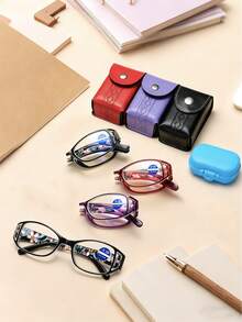 3Pcs Portable Folding Reading Glasses For Women,Oval Frame, Light Eye Glasses,Women's Office Magnification Readers, For Women Men - Casual Chic Lightweight,Flower Printed, Computer&Daily Use,1.0 To 4.0