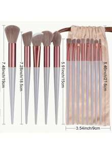 13件套化妆刷套装，柔软细腻的人造纤维材质，包含眼影、粉底、腮红、散粉等多种化妆刷，附赠化妆包，是送给母亲和女性的完美生日礼物。 - 紫紅色 - 查看 9