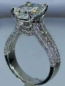 1 Stück eleganter & luxuriöser 925er Silber Moissanit Verlobungsring für Frauen - hochwertiges, anspruchsvolles Design, geeignet für den täglichen Gebrauch und Partys, ein ideales Geschenk für die Freundin, Jahrestag, kreativer & einzigartiger Schmuck