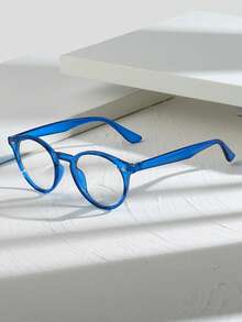 Classic Wayfarer Clear Lens Glasses Frame, Decorative Glasses, Eye Protection, Minimalist Fashion Casual Everyday Wear - Royal Blue - View 3