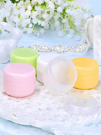 10pcs Refillable Plastic Empty Makeup Jars, Travel Cream Lotion Containers, Multi-Color Options, Lotion Bottles, Skincare Packaging, Portable Storage, Reusable Small Containers, Screw Cap Design, Hygienic Storage, Replaceable Bottles, Travel Essential, Suitable For Makeup Artists