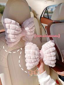 YITUMU Cuscino poggiatesta per auto - Morbido design a fiocco in peluche, cuscino invernale confortevole per sedile auto, cuscino di protezione per il collo, disponibile in più colori