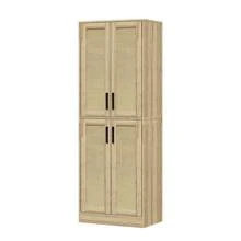 Tall Kitchen Pantry Storage Cabinet, Freestanding Storage Cabinet With 2 Rattan Doors And Adjustable Shelves Autonomous Sideboard  Accent Cabinet For Home Decor,Kitchen, Dining Room, Bathroom - natural03 - 查看 2