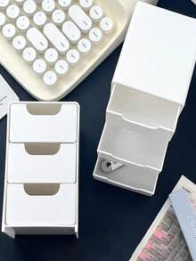 1pc Desktop Storage Box, Multi-Purpose Mini Plastic Storage Box With Drawer, Suitable For Desktop Or Wall-Mounted - Space Saving, Can Hold Cosmetics And Accessories, Handbag Shape Design, Mixed Colors, Portable Jewelry Box, Small Jewelry Box, Home Jewelry Organizer, Travel Organizer, Mini Storage Box, Travel Jewelry Zipper Box,Room Decor - Multicolor - View 3