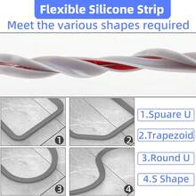 78.7 英寸硅胶防水浴室密封条,自粘可裁剪柔性干湿分离密封条,适用于淋浴房、浴室、浴缸、厨房水槽边缘、潮湿房间门槛、台盆等,是浴室必备配件、家居装饰、厨房用品、柔性硅胶条、浴室装饰、浴室配件、厨房配件、浴室工具 - 彩色 - 查看 10