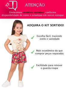Kit 10 Peças de Roupas Infantil Menina Verão - Promoção - Kit 5 Conjuntos Menina Infantil Barato - 2 ao 12 - Multicolorido - Visão 6