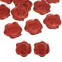 25/50/100 件酒红色玫瑰蜡封贴纸，婚礼请柬信封封口贴纸，自粘信封封口，非常适合婚礼、请柬、信封、礼品包装、圣诞节 - 彩色 - 查看 6