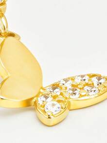 1 对 925 纯银首饰微镶嵌钻石蝴蝶耳环，优雅可爱的锆石圈形耳环，适合派对、礼物、日常佩戴，配有精致礼品盒 - 白鑽金色 - 查看 9